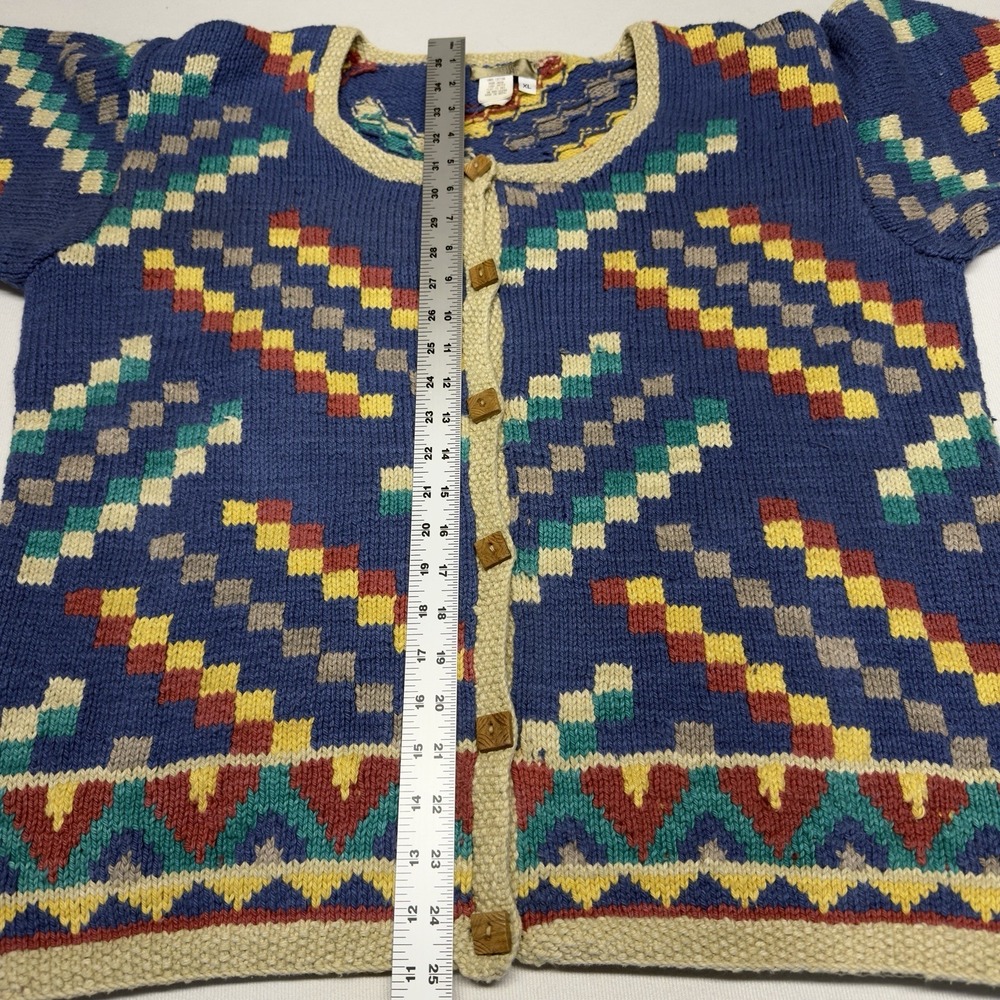 Vintage Territory Ahead Wool Chunky Knit Sweater Women's XL Button Up Multicolor - Picture 9 of 10